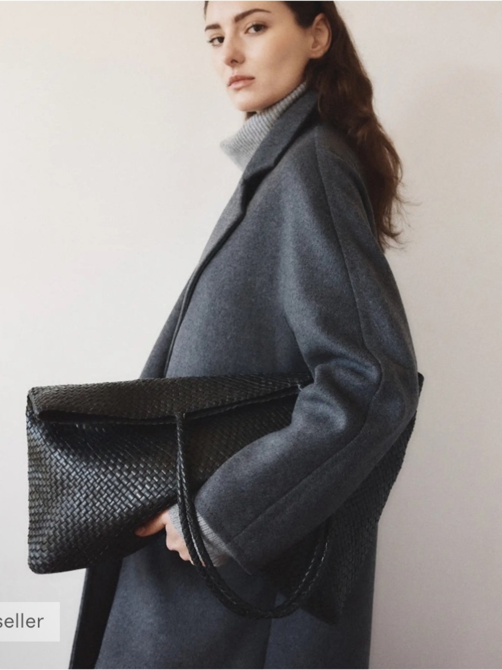 Quince Woven Leather Tote — Black